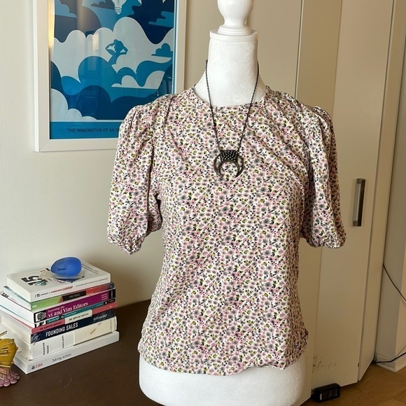 ANTHROPOLOGIE ENGLISH ROSE 🌹 T-shirt floral Size S - Picture 1 of 6